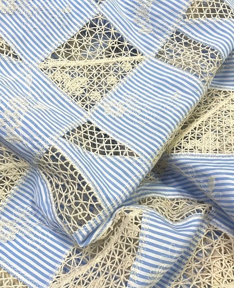 Сорочка в полоску с вышивкой лен